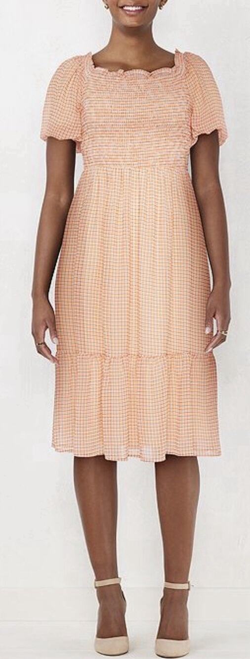 Women's LC Lauren Conrad Puff-Sleeve Smocked Midi Dress Large